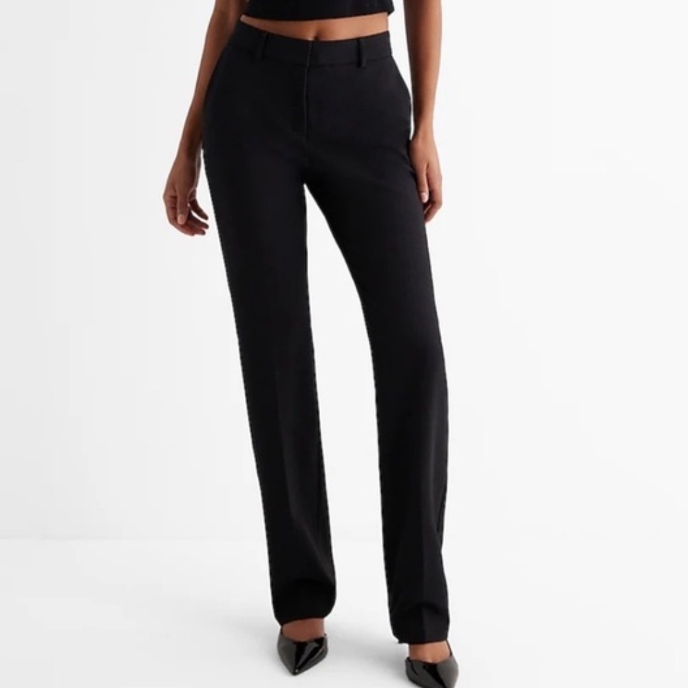 Express Editor Boot Cut Mid Rise Women’s Black Dress Pants 0 Short